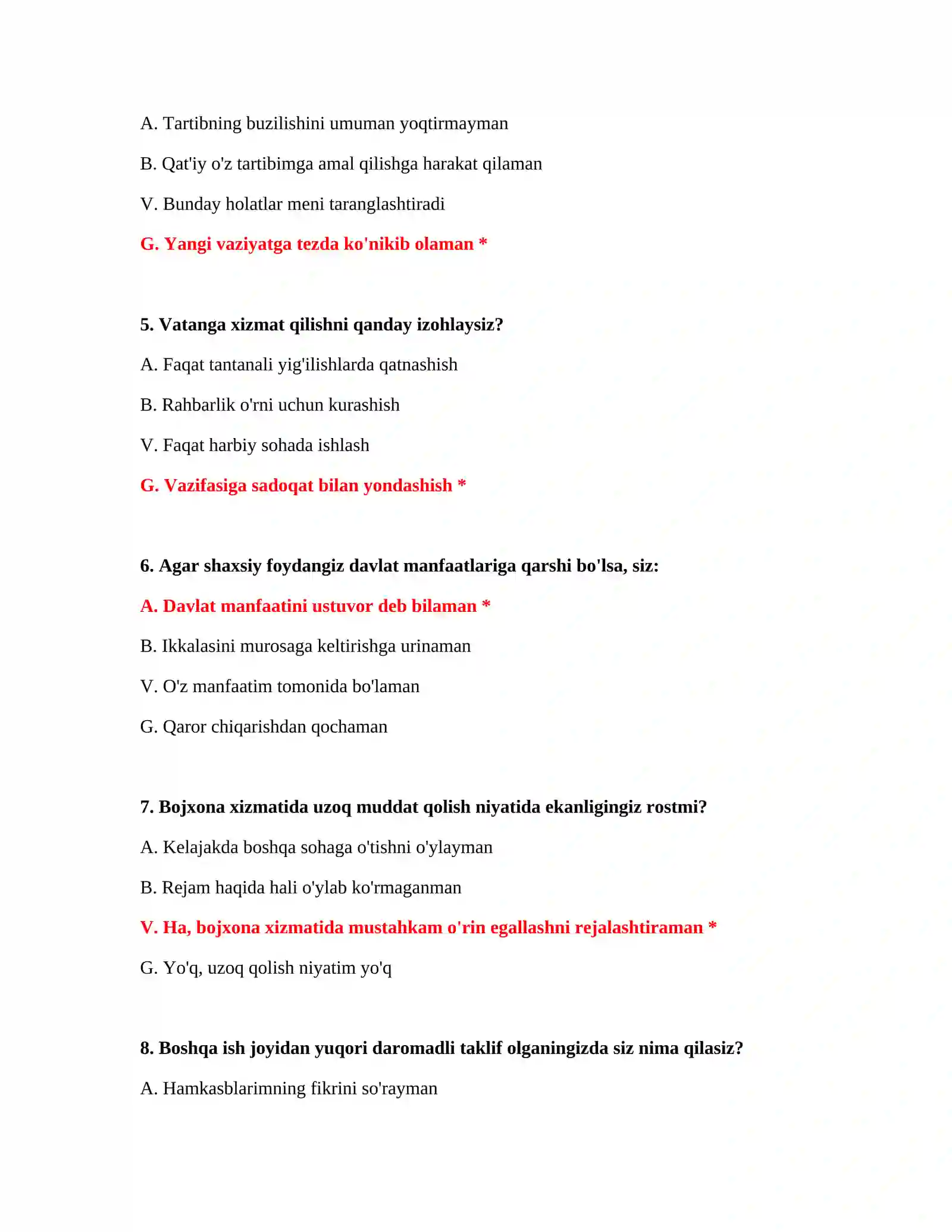 Bojxona mantiqiy test online 3