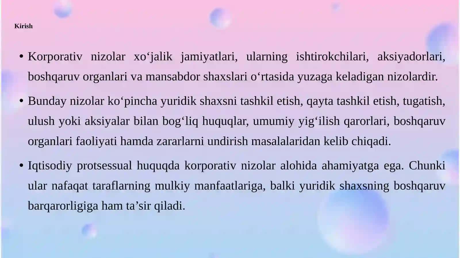 Sudlarda korporativ nizolarni ko‘rib chiqishning o‘ziga xos xususiyatlari 3