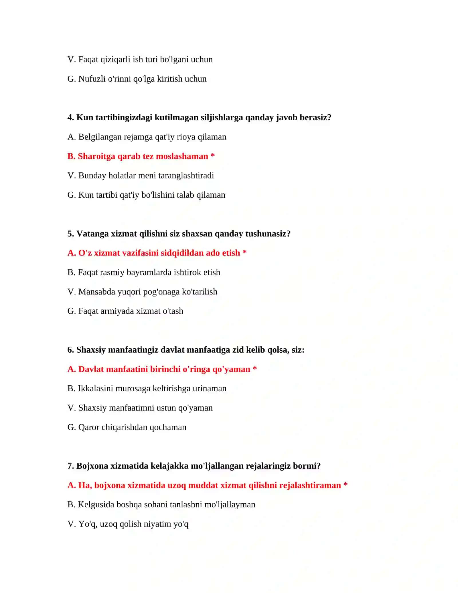BOJXONA XIZMATI - ISHGA KIRUVCHILAR UCHUN IQ TESTLARI 3