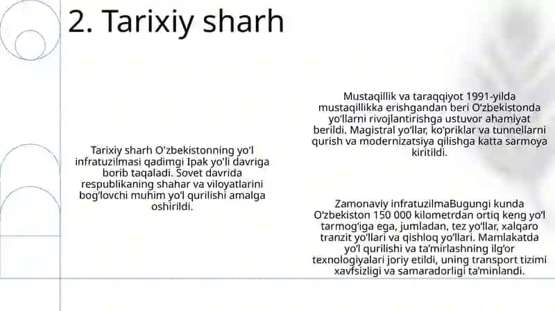 O‘Zbekiston Respublikasi Avtomobil Yo‘Llarining Mustaqillik Yillarida Rivojlanishi Va Takomillashishi 3