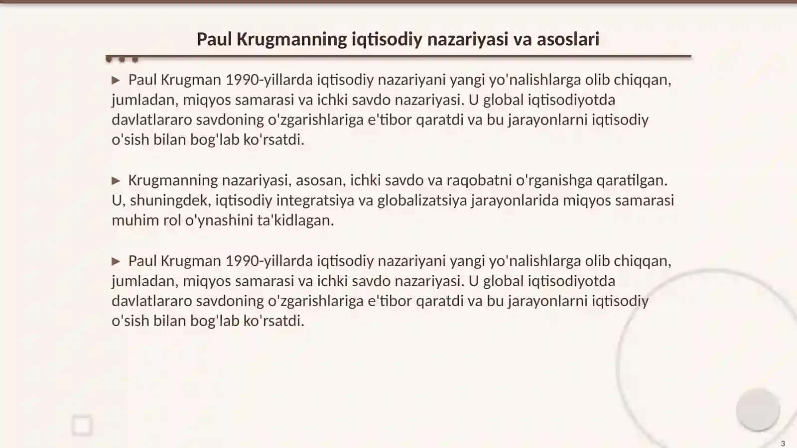 Paul Krugmanning miqiyos samarasi (economies of scale) nazaryasi (Nomukammal raqobat va intra-indurstry savdo) 3