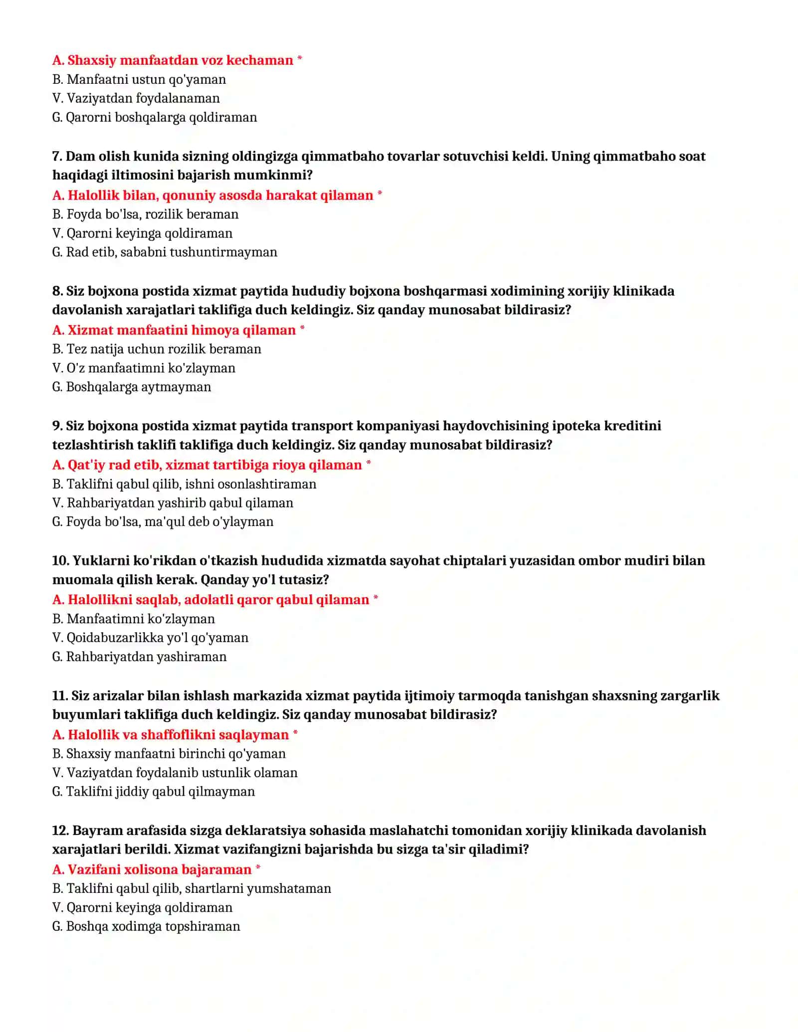 BOJXONA AKADEMIYASI - TO'LIQ TEST TO'PLAMI (№ 55) 3