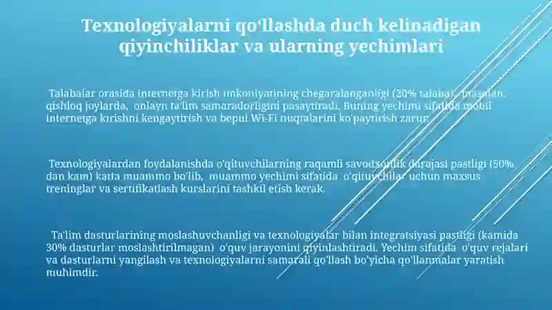 Pedagogik tehnologiyadan lokal VA xususiy darajada foydalanish 3