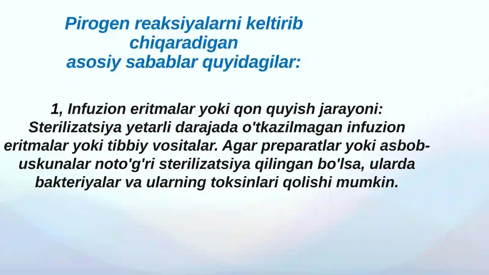 Qon quyish reaksiyalari - pirogen reaksiya, ularning oldini olish, davolash tamoyillari 3