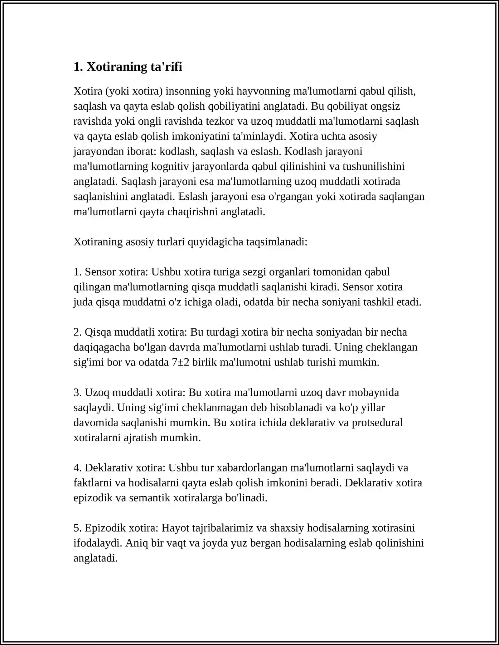 XOTIRA HAQIDA TUSHUNCHA VA UNING TASNIFI 3