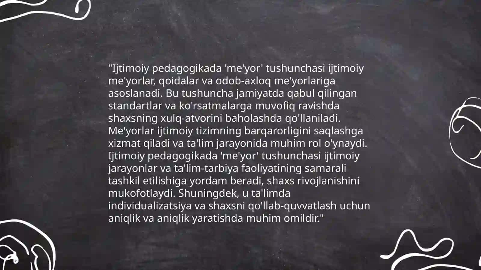 Ijtimoiy pedagogika va pedagogik sotsiologiyada ''me'yor'' va "meyordan" ogʻish tushunchasi, me'yordan ogʻishish tiplari 3