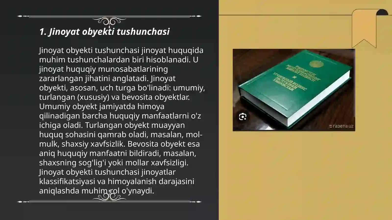 Jinoyat huquqi jinoyat obyekti va subyekti 3