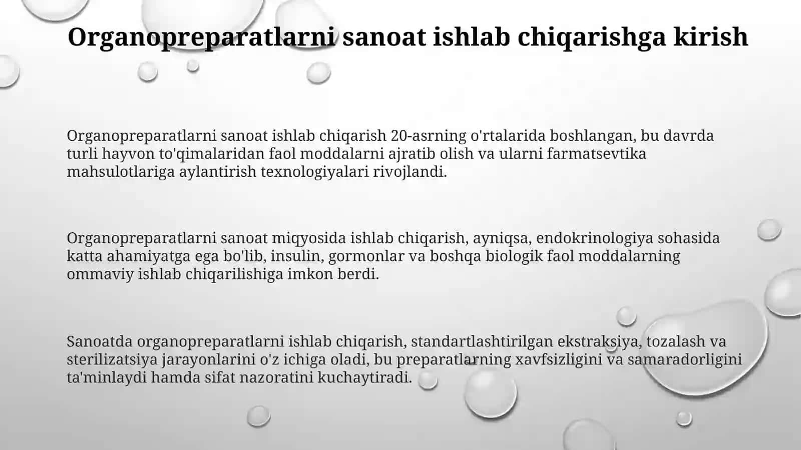 Organopreparatlarni sanoatda ishlabchiqarish. Biogen stimulyatorlar. Gormonlar. Fermentlar 3