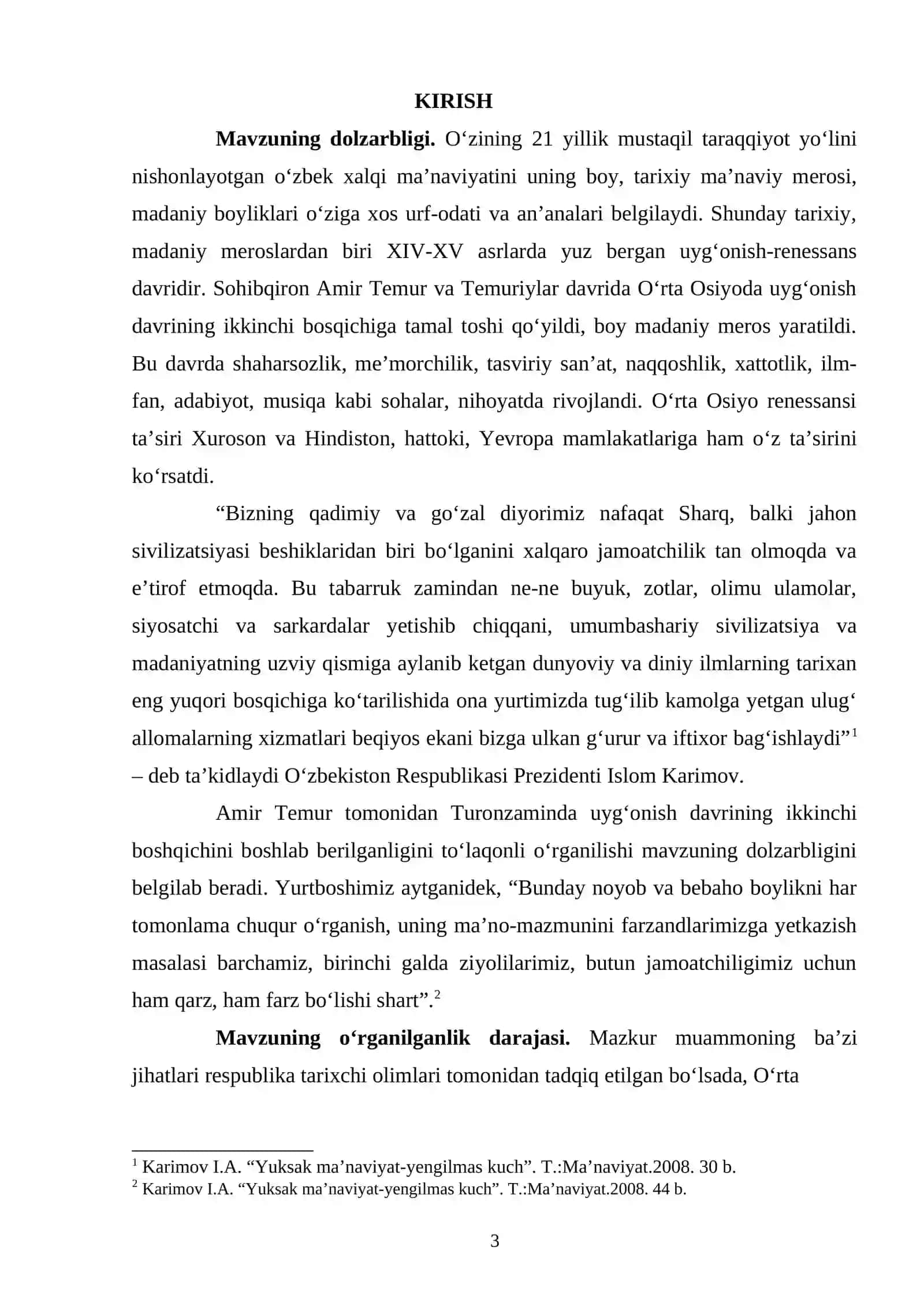 XIV-XV asrlarda O‘rta Osiyoda yuz bergan yangi renessans davri xalqimizning jahon sivilizatsiyasiga qo‘shgan hissasi 3