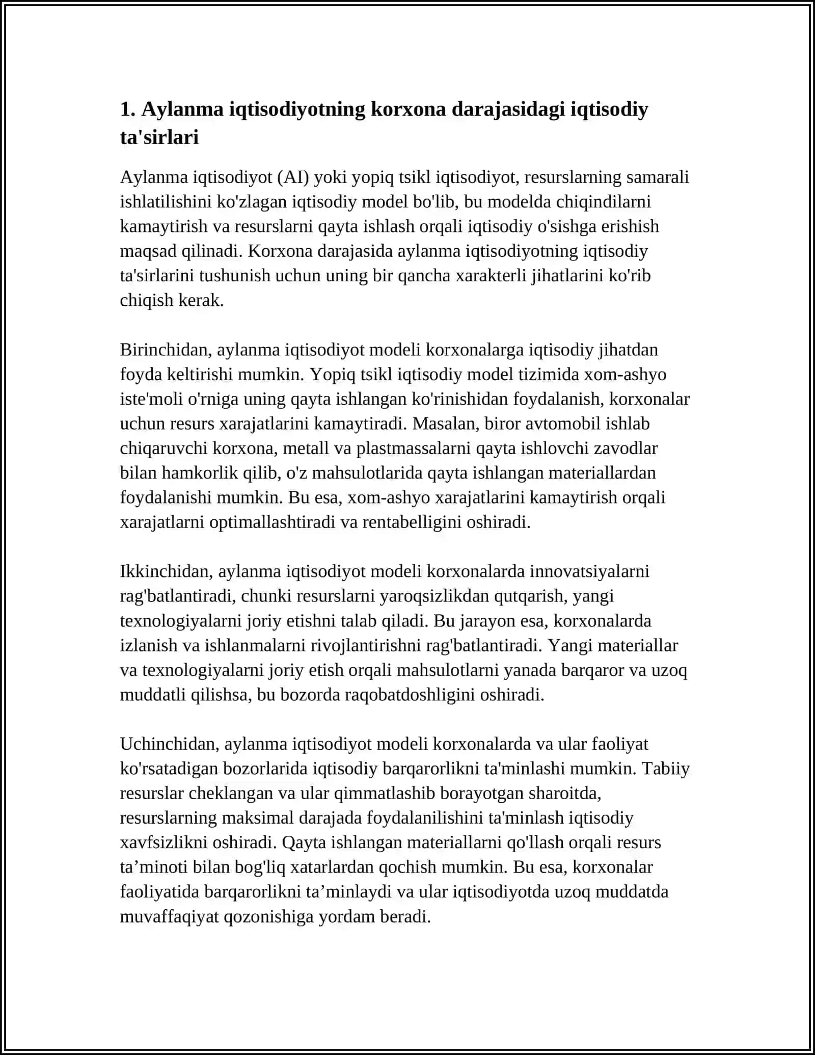 Aylanma iqtisodiyotning mikro va makro iqtisodiy ta'sirlari 3