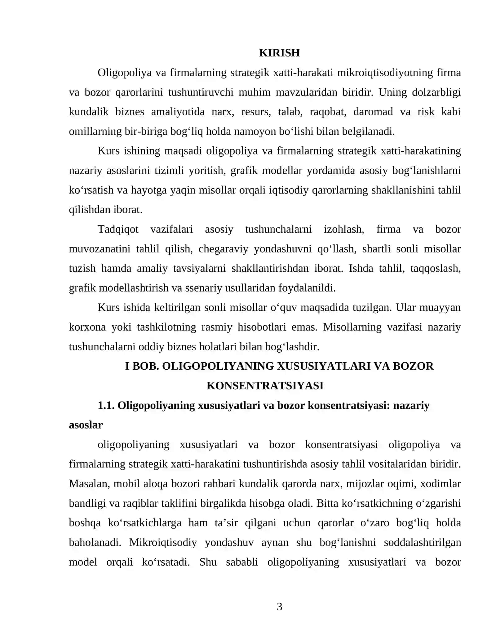 OLIGOPOLIYA VA FIRMALARNING STRATEGIK XATTI-HARAKATI 3