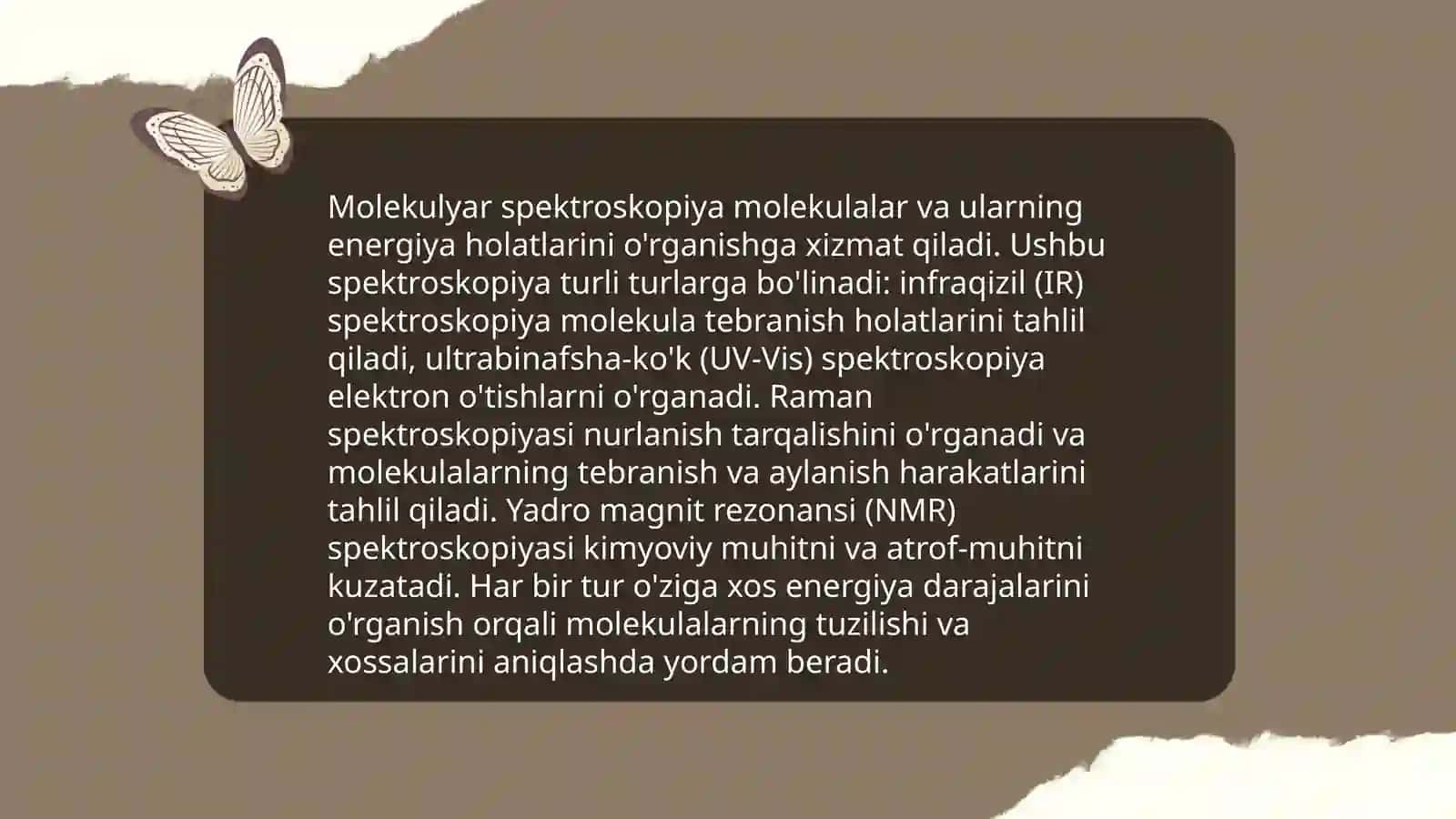 Molekulyar spektroskopiyaning asosiy prinsiplari va uslublari 3