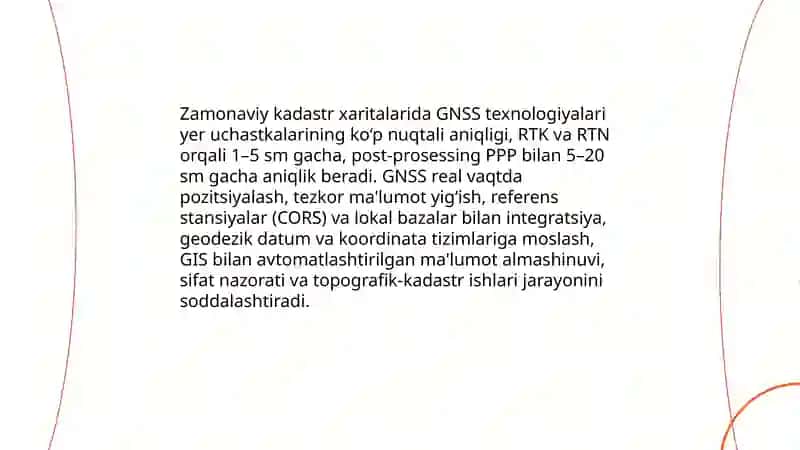 Zamonaviy kadastr xaritalari yaratishda zamonaviy kartografik usullar talabalar 3