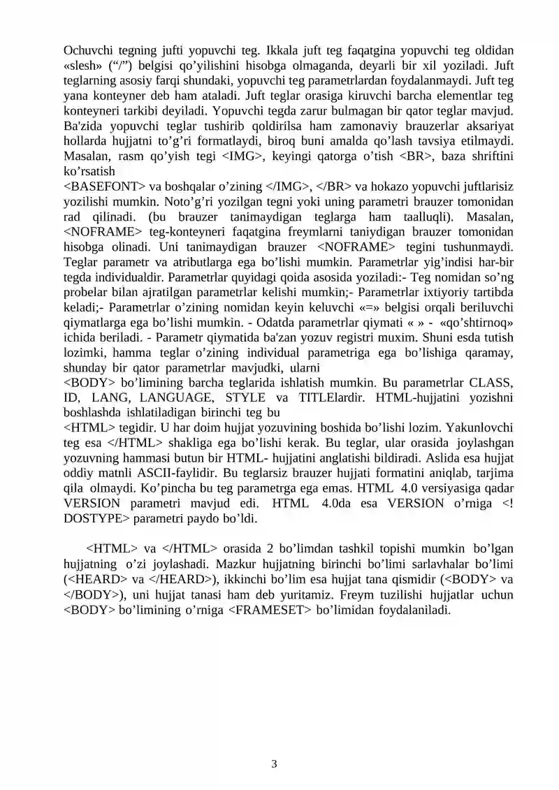 HTML tili haqida qisqacha ma’lumot 3