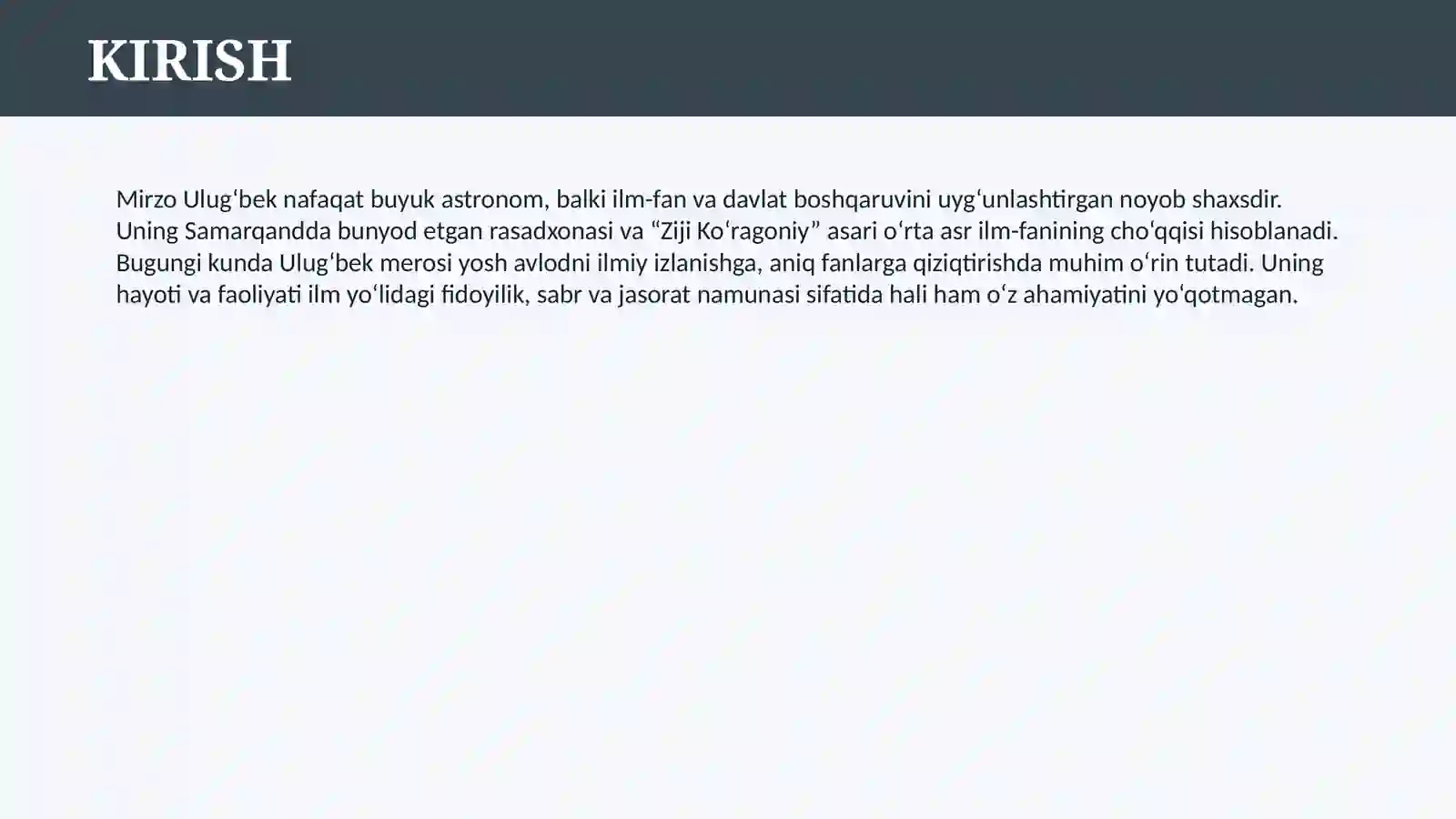 Mirzo Ulug’bek 3