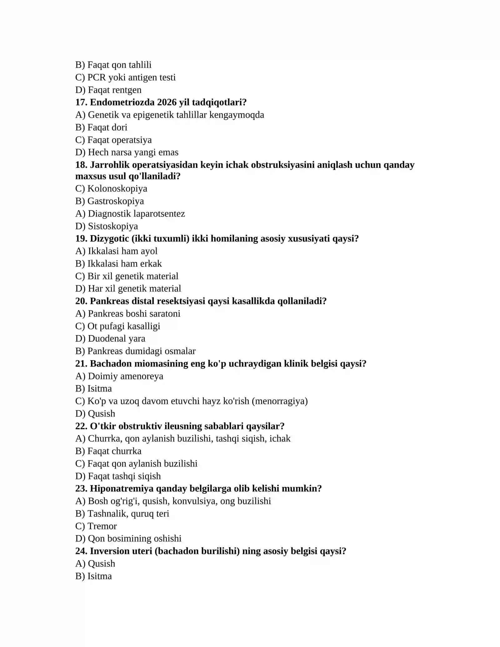 Tibbiyot testlari to'plami 3