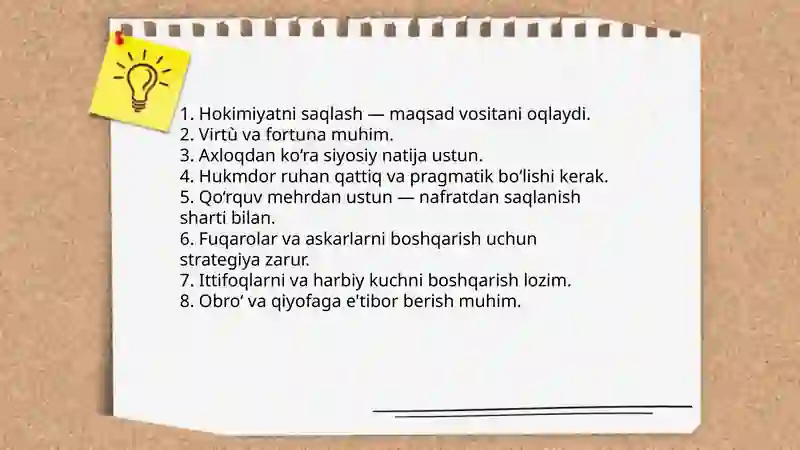 Makiavellining "Xukmdor" asari 3