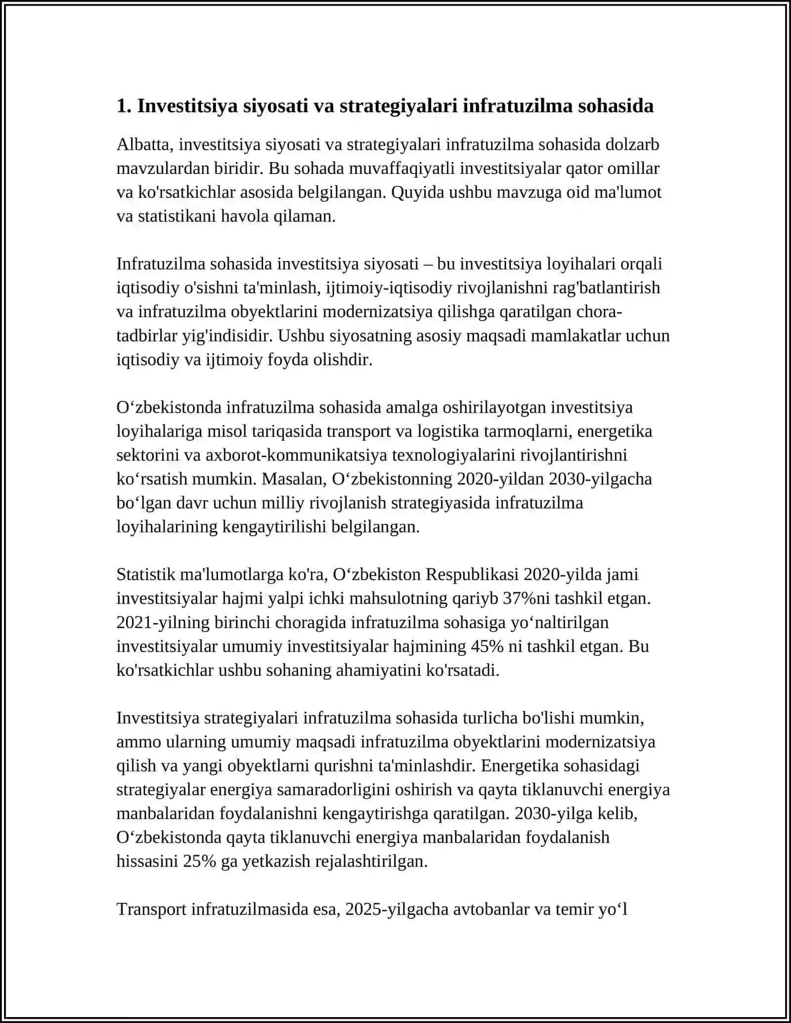 INVESTITSIYA FAOLIYATI VA INFRATUZILMA 3