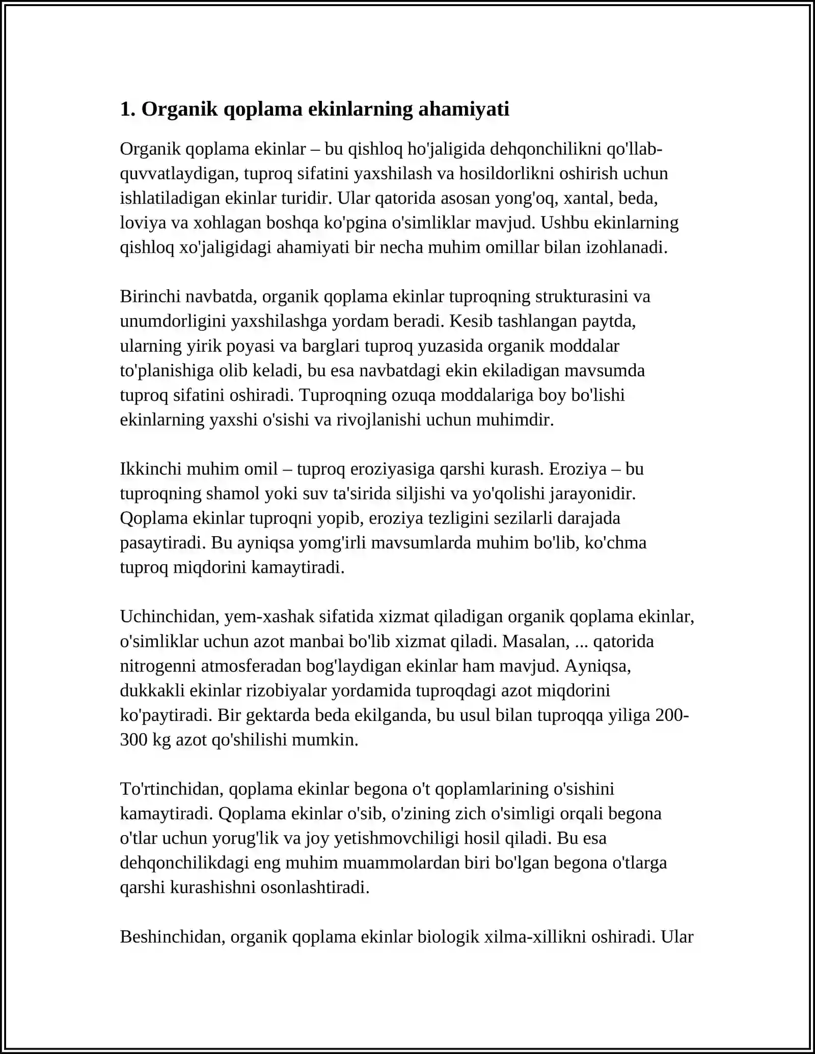 ORGANIK DEHQONCHIKDA QOPLAMA EKINLAR YETISHTIRISH 3