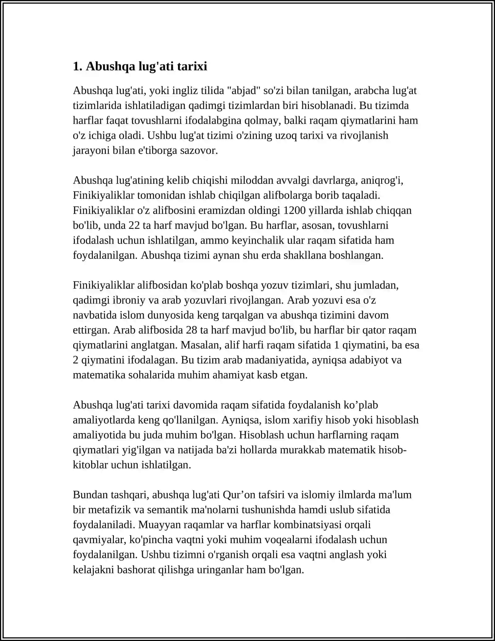 ABUSHQA LUG'ATI HAQIDA MA'LUMOT VA LUG'ATSHUNOSLIK 3