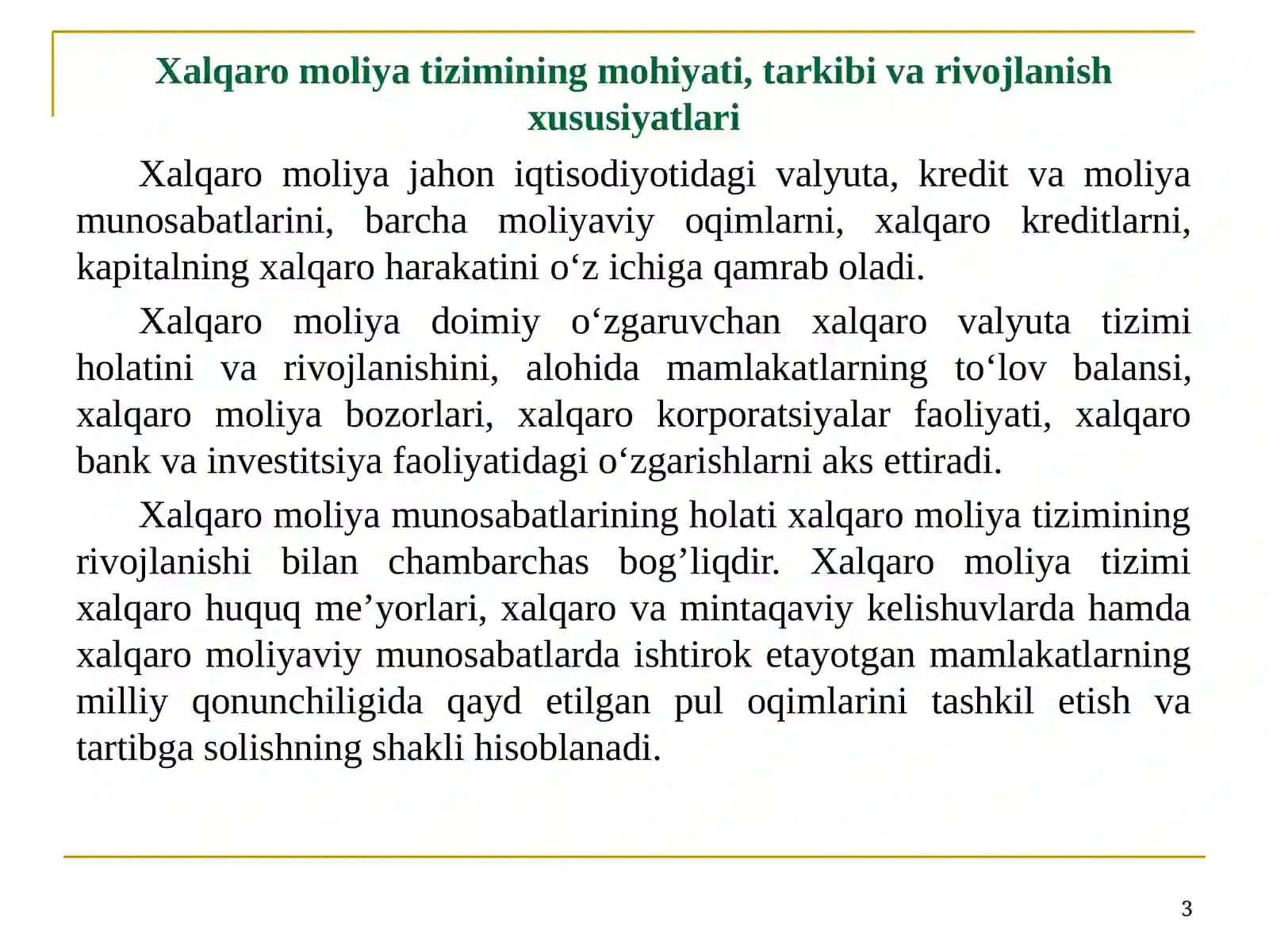 XAlqaro Moliya Tizimi 3