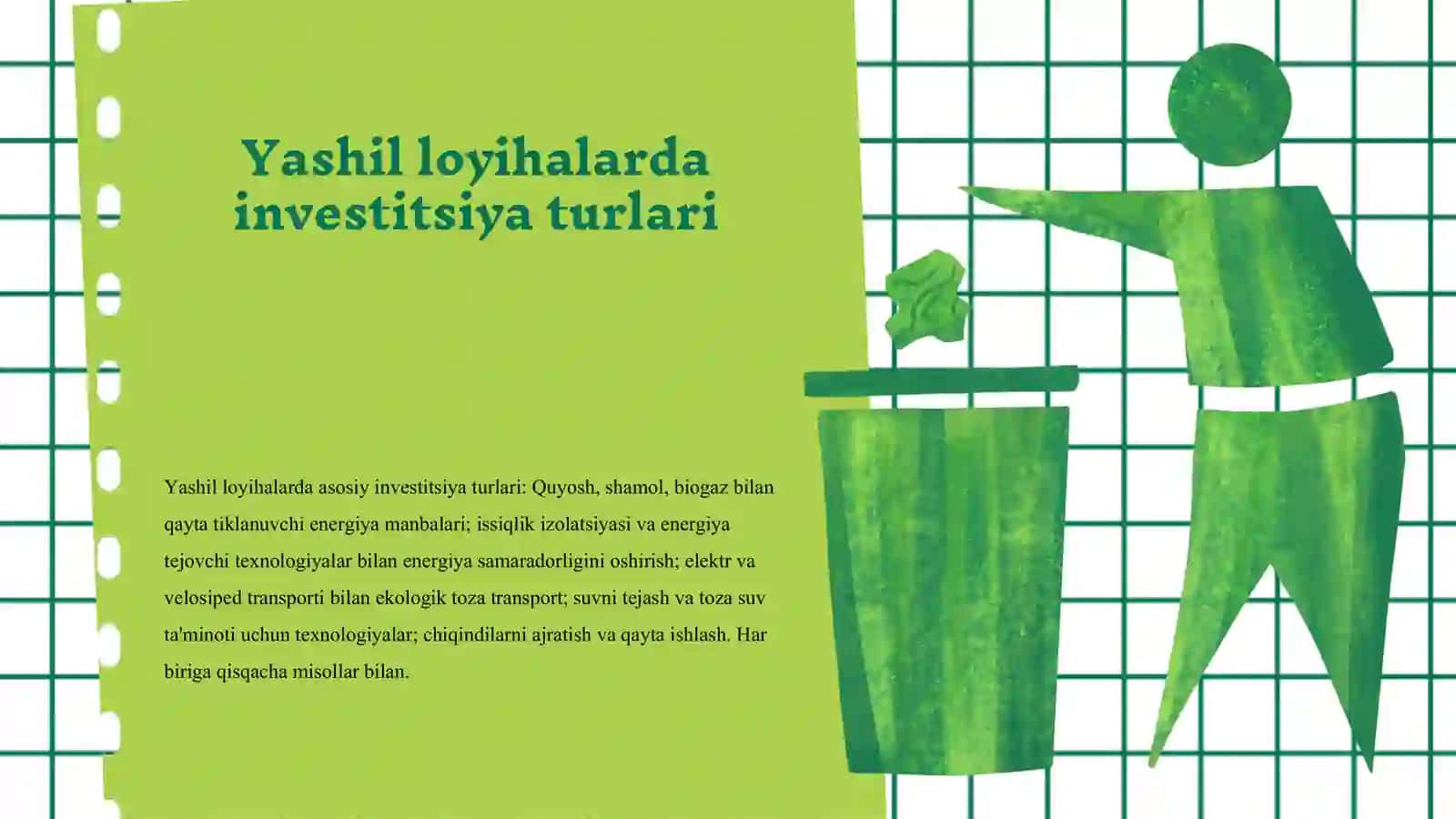 Yashil loyihalarni investitsiyalash yo'nalishlari 3