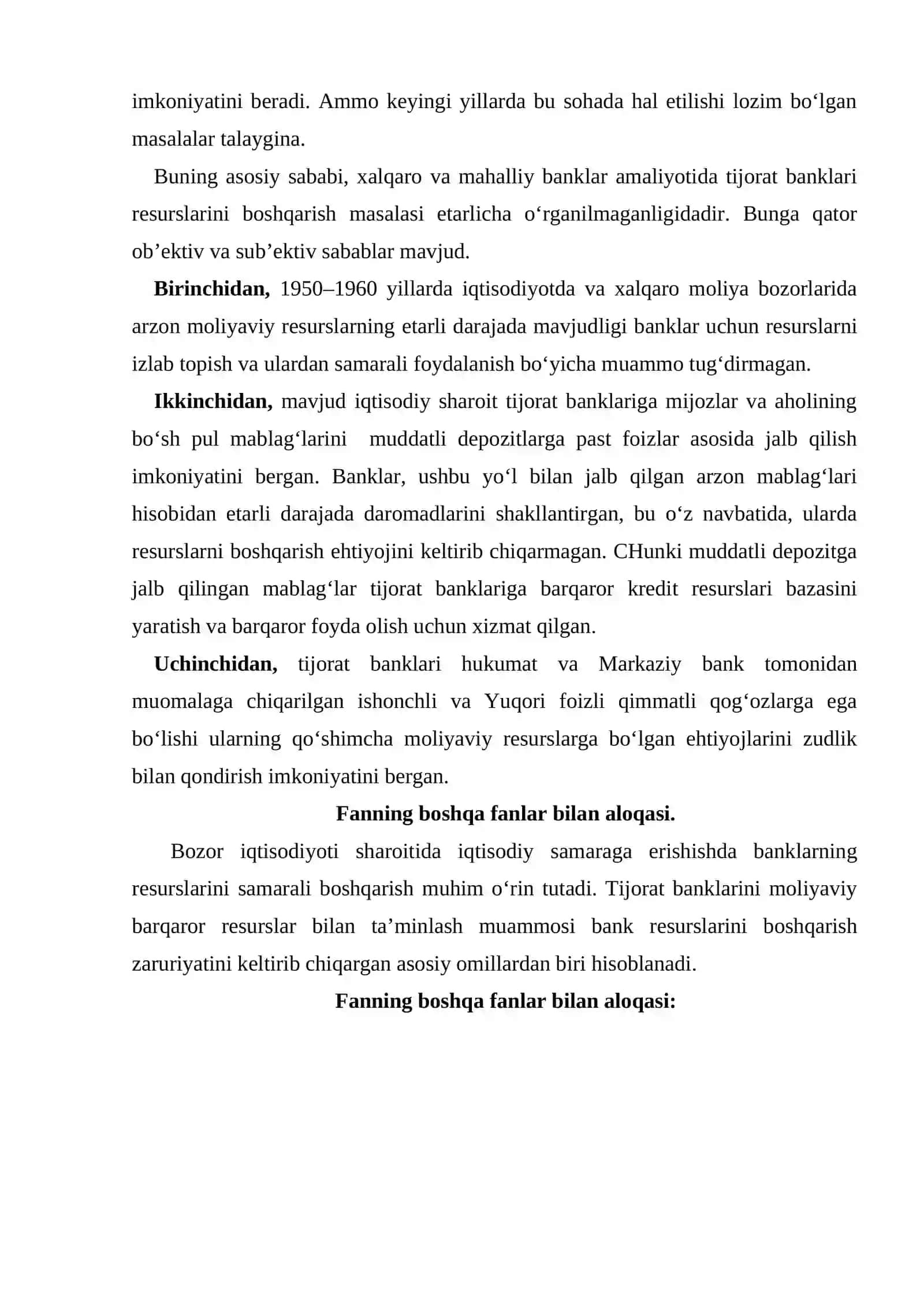 Tijorat banklari resurslarini boshqarish fanining predmeti metodi va vazifalari 3