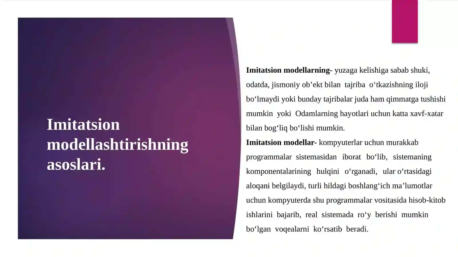 Immitatsion modellashtirish va undan foydalanish usullari 3