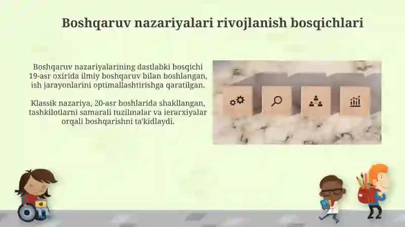 Menejment nazariyalarining rivojlanish bosqichlari 3