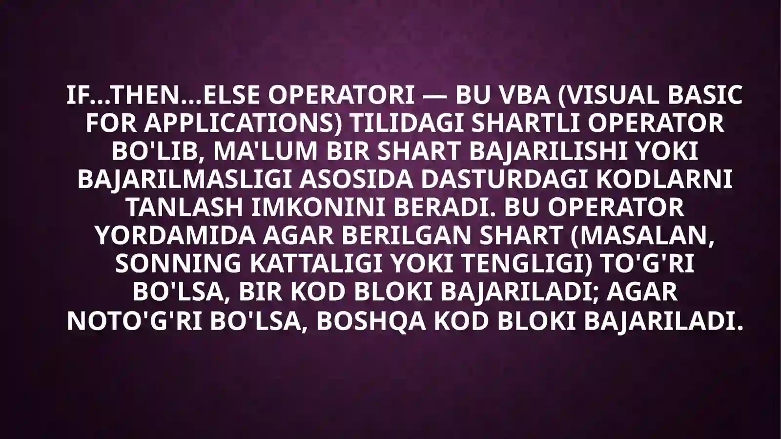 Visual Basic for Applications Datalash Operatorlari 3