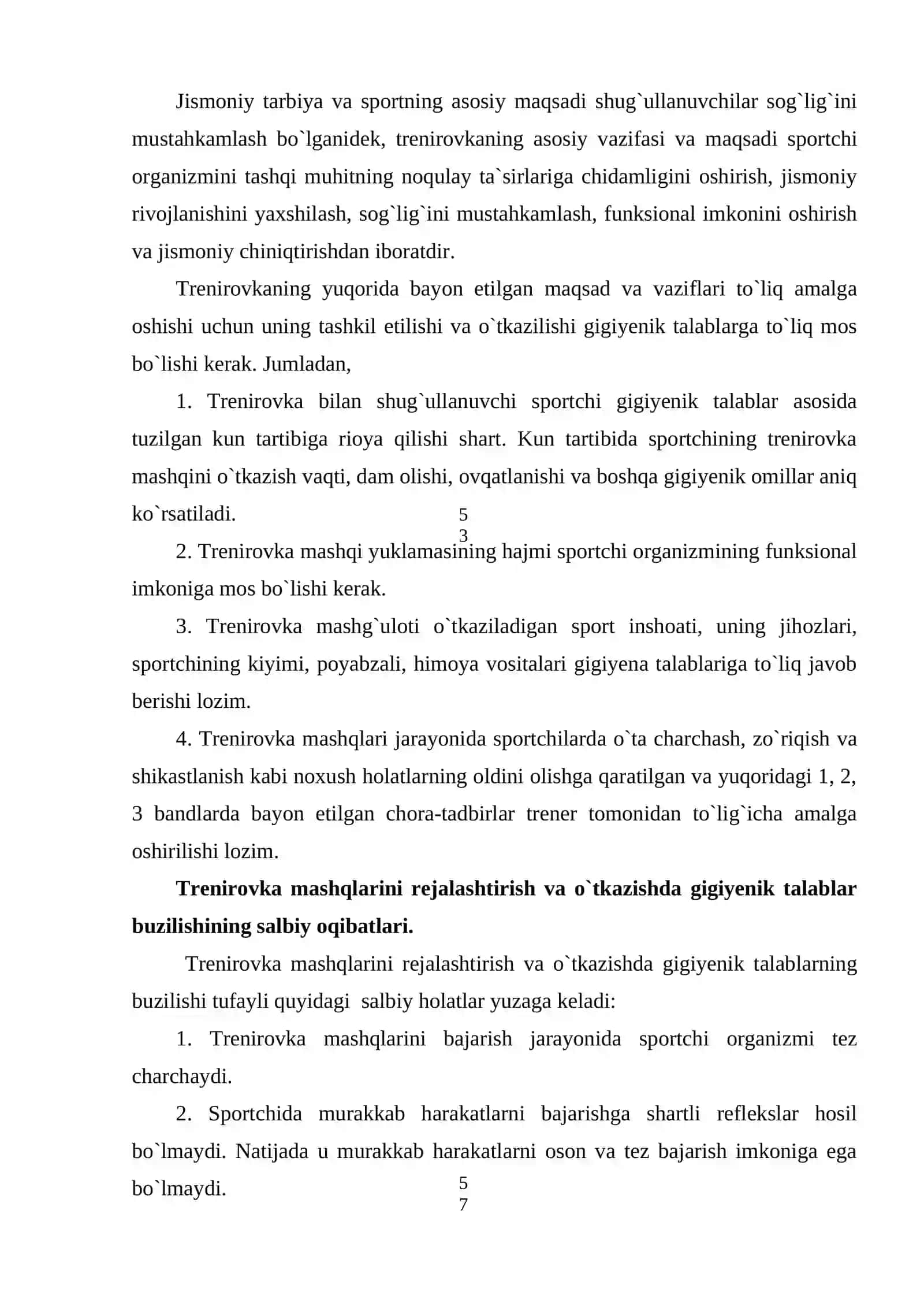 Sport inshoatlari gigiyenasi. Sport trenirovkasi va musobaqasi gigiyenasi 3