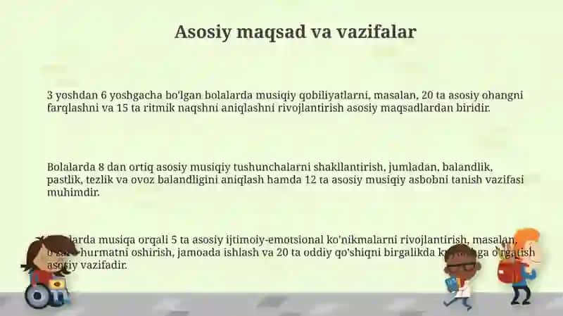 Maktabgacha tayyorlov yoshdagi bolalar uchun musiqa rahbarining asosiy ish rejasi 3