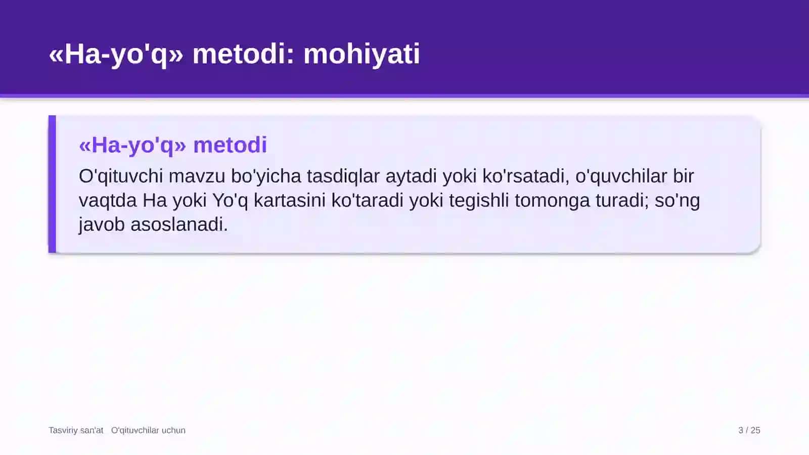 tasviriy san'at darslarida ha yo'q metodidan foydalanish 6083 3