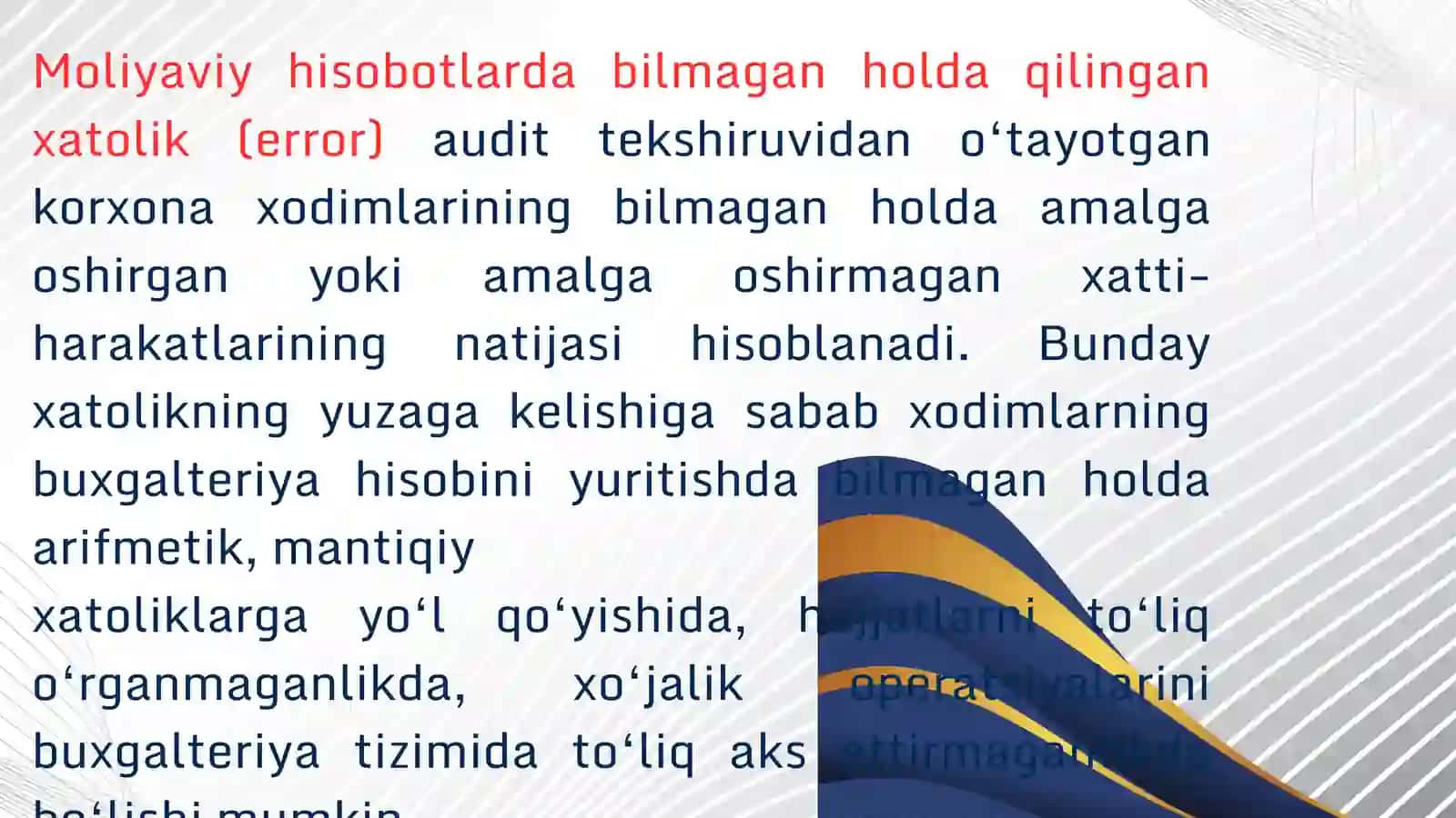 MOLIYAVIY HISOBOTLARDA ANIQLANGAN KAMCHILIK VA qonunbuzarliklar yuzasidan auditor xatti-harakati 3