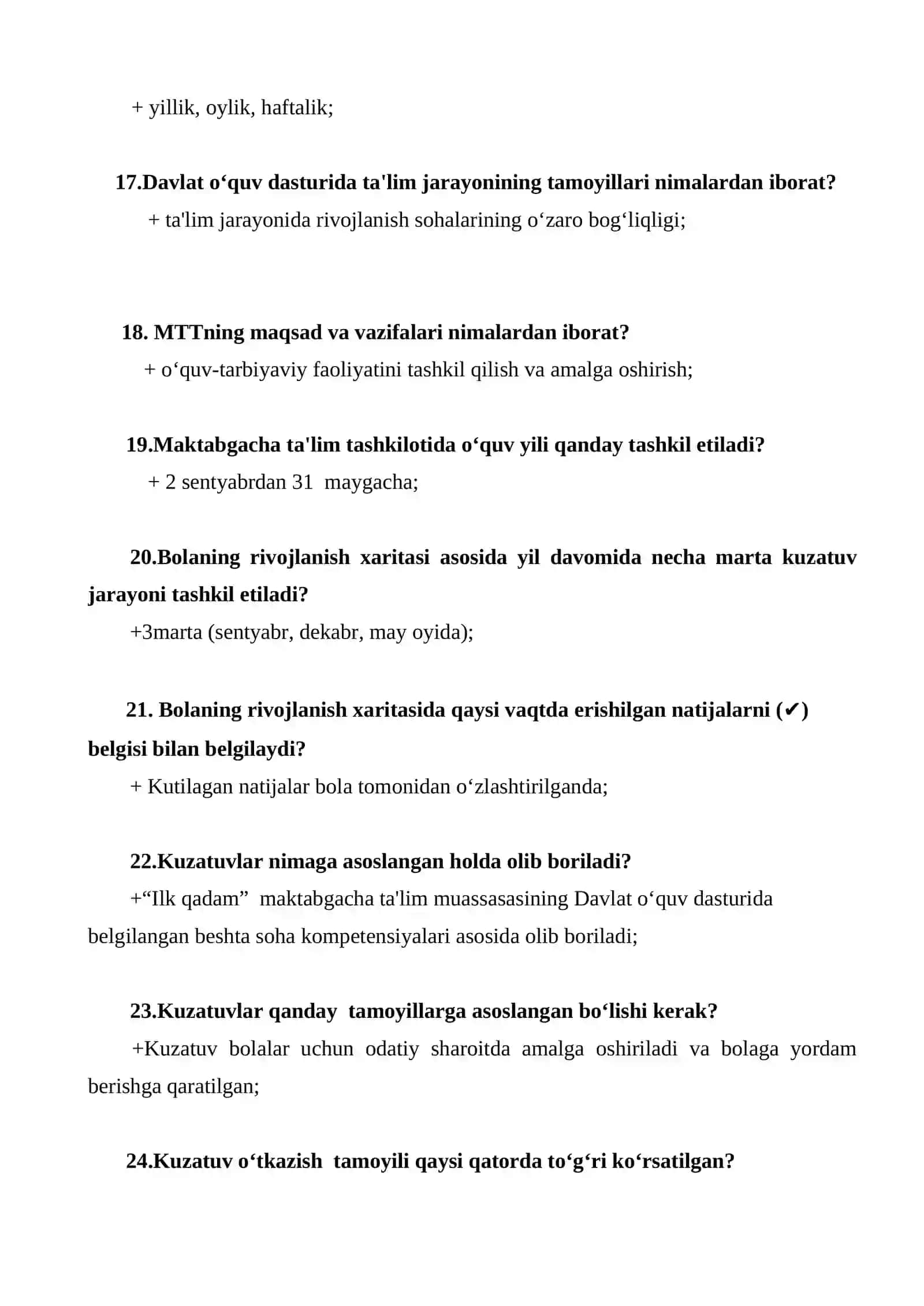 Maktabgacha ta’lim attestatsiyasi uchun 200 ta test javoblari bilan 3