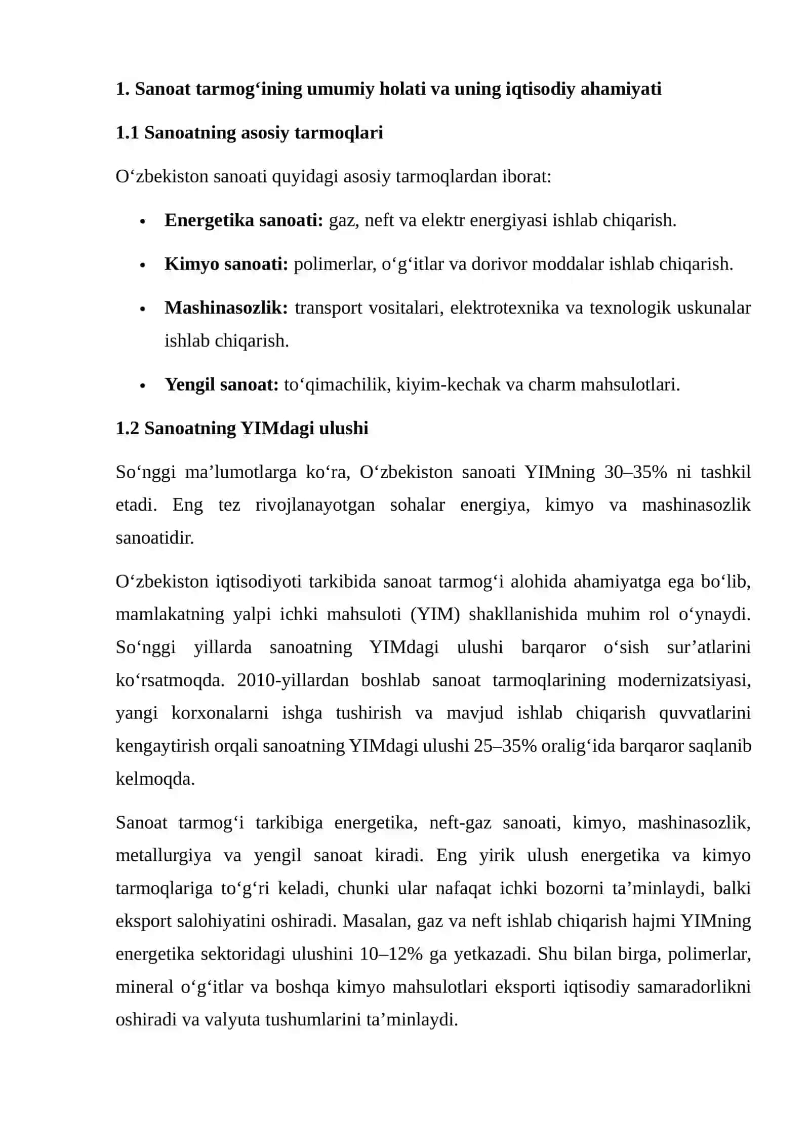 OʻZBEKISTON IQTISODIYOTI SANOAT TARMOG‘INING RIVOJLANISH TENDENSIYALARI 3
