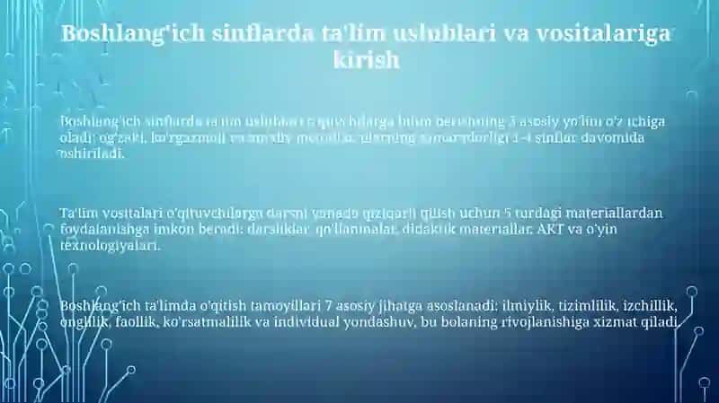 Boshlang'ich sinflarda talim metodlari va vositalari 3