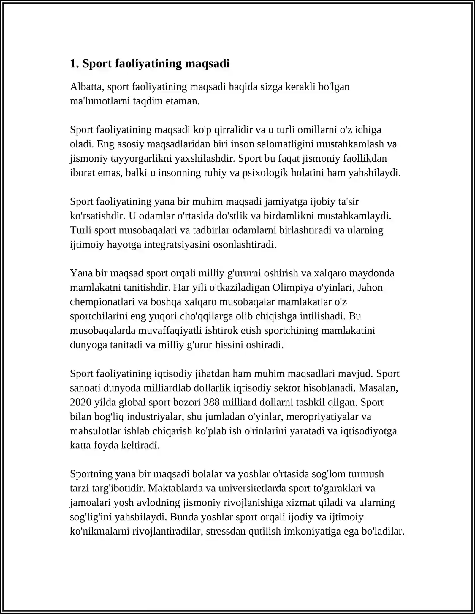 SPORT FAOLIYATI TÔĢRISIDA UMUMIY TUSHUNCHA 3