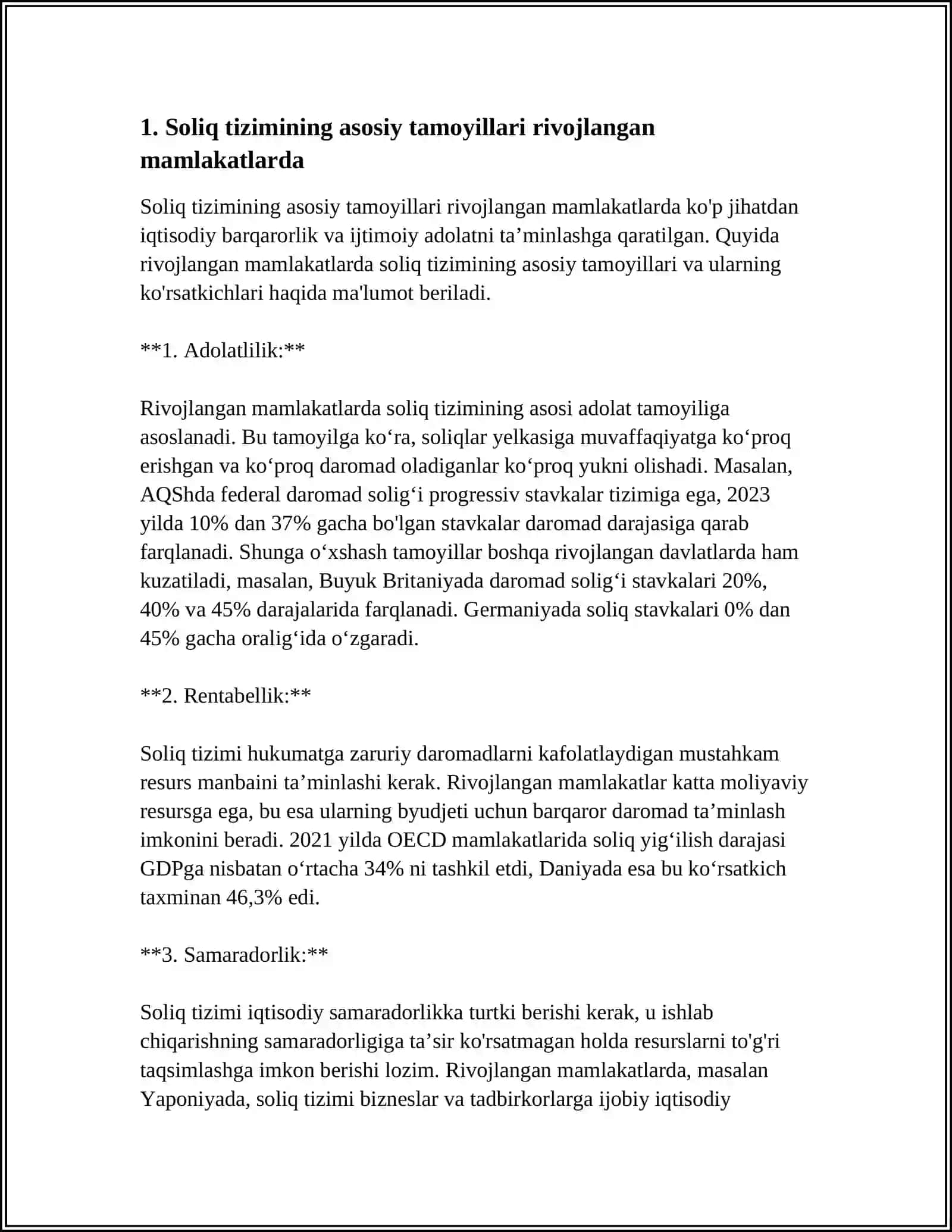 RIVOJLANGAN HORIJIY MAMLAKATLARDA SOLIQ TIZIMI 3