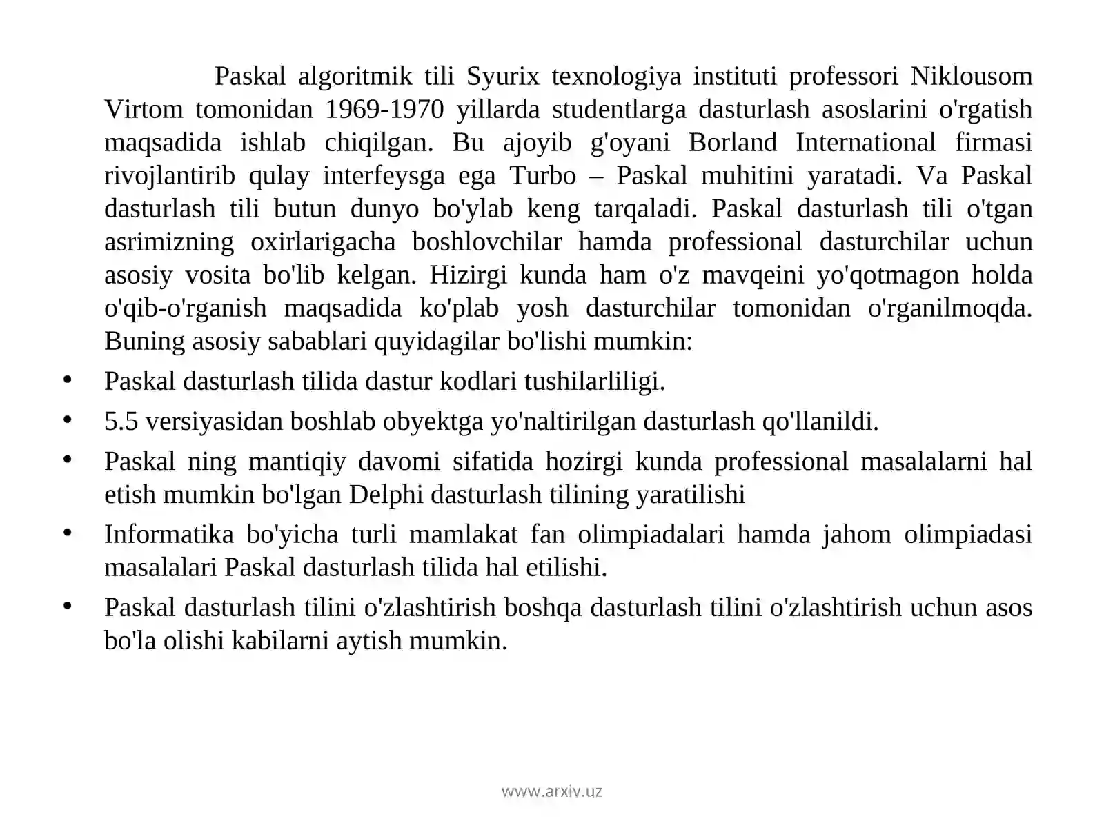 Paskal dasturlash tili 3