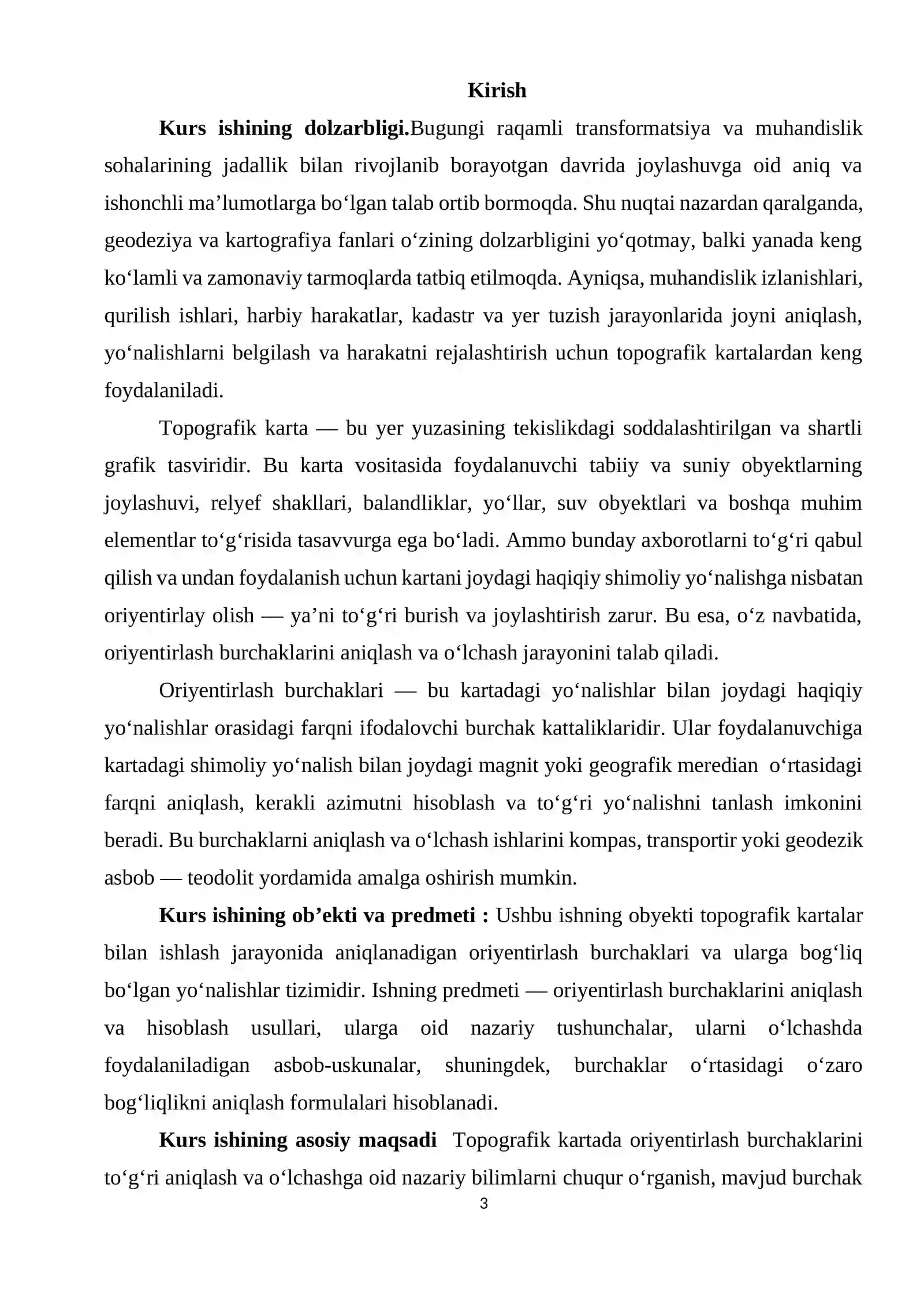 Topografik kartada oriyentirlash burchaklarini oʻlchash 3