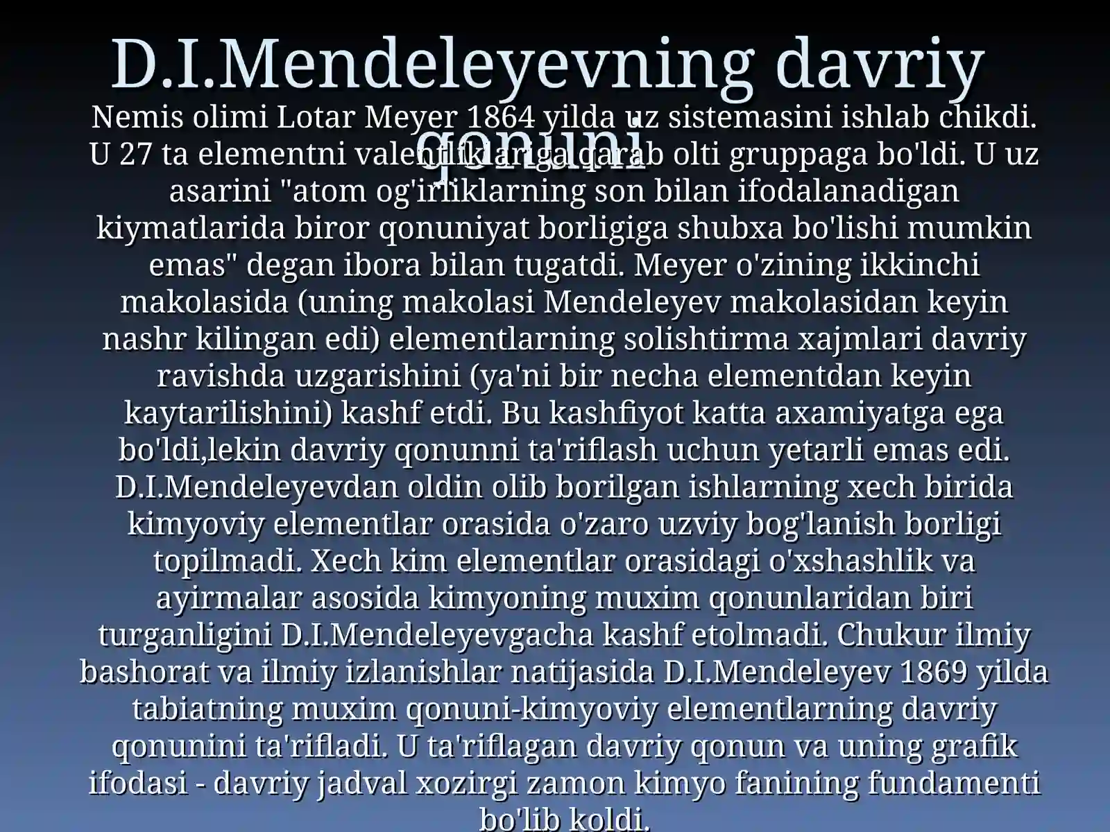 Atomlarning davriy va davriy bo'lmagan xossalari 3