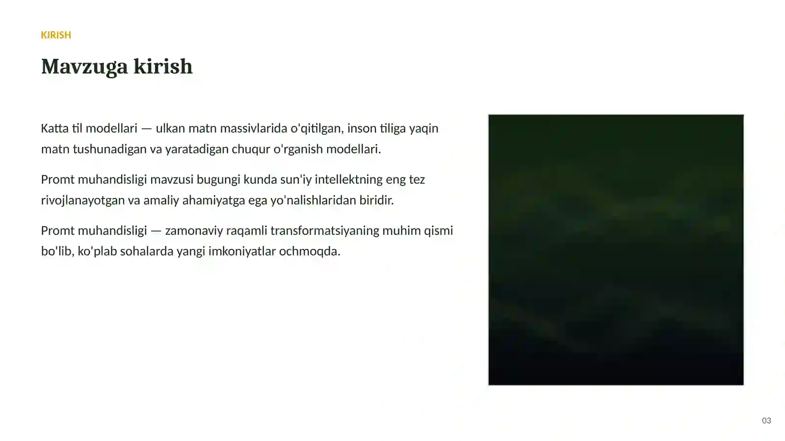 SUN'IY INTELLEKT • KATTA TIL MODELLARI (LLM) 3