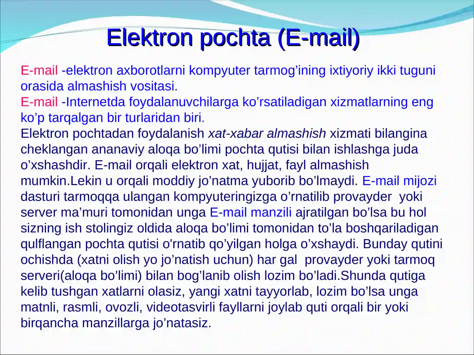 Elektron Pochta(E-mail) 3