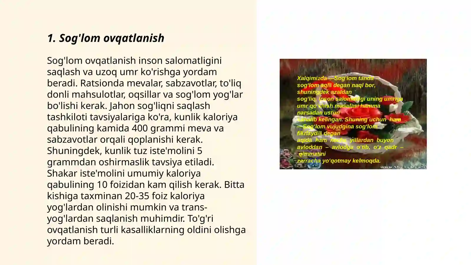 Sog'lom turmush tarzi 3