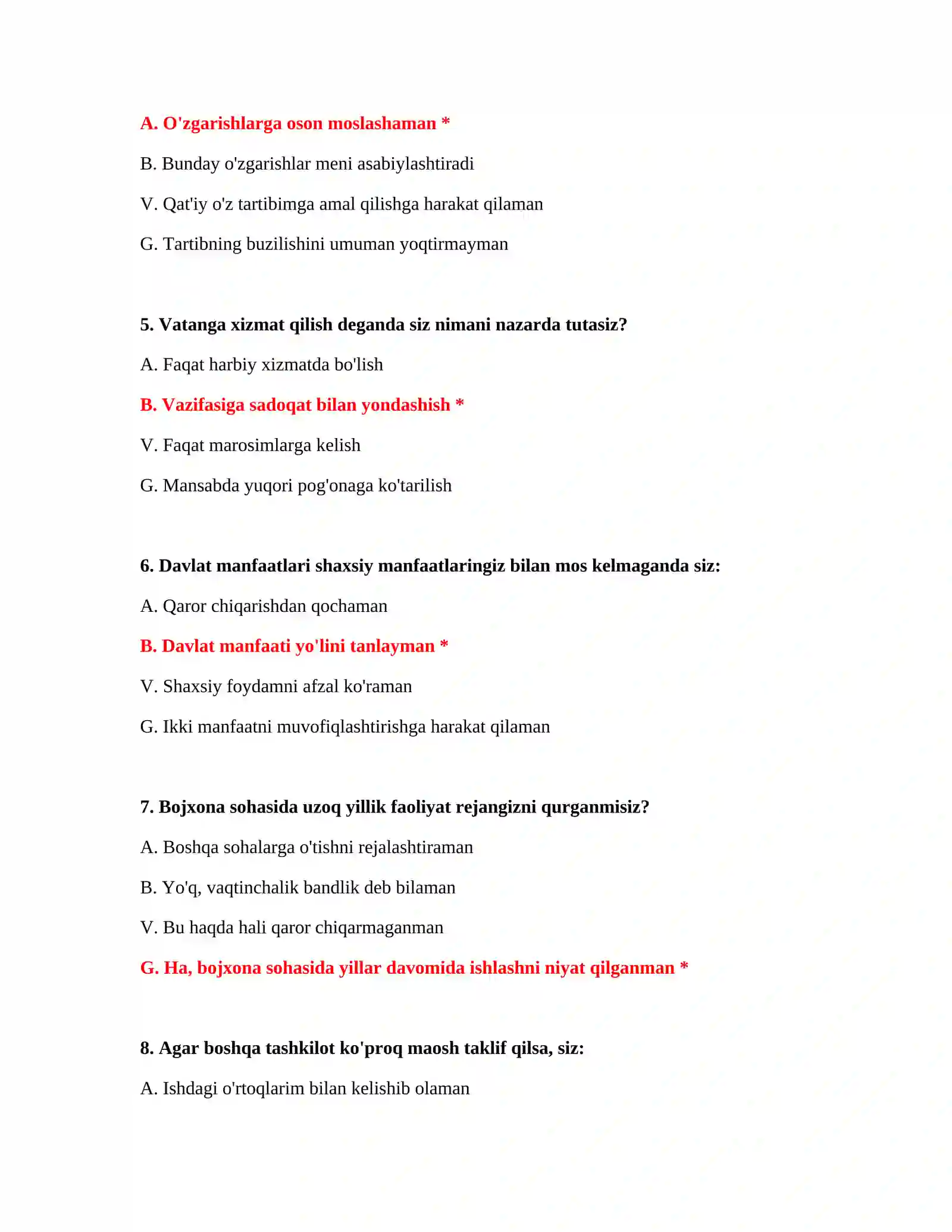 Bojxona ekspertizasi testlari 3