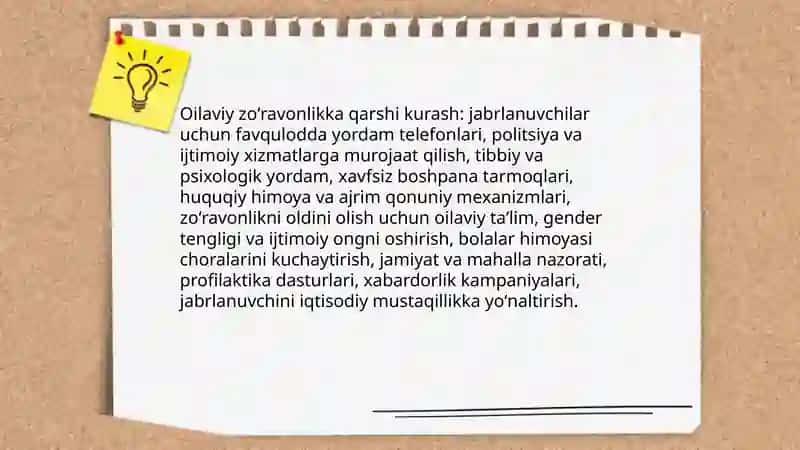 Oilaviy zoʻravonlikka qarshi kurash 3
