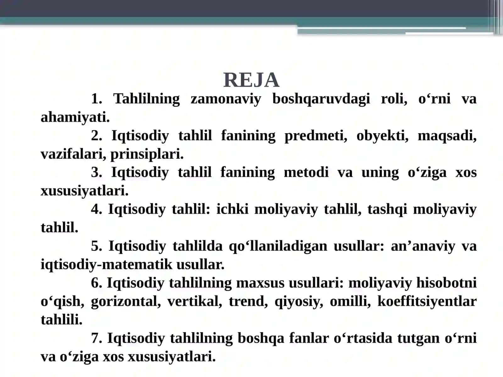 IQTISODIY TAHLIL FANIDAN TAQDIMOT 3