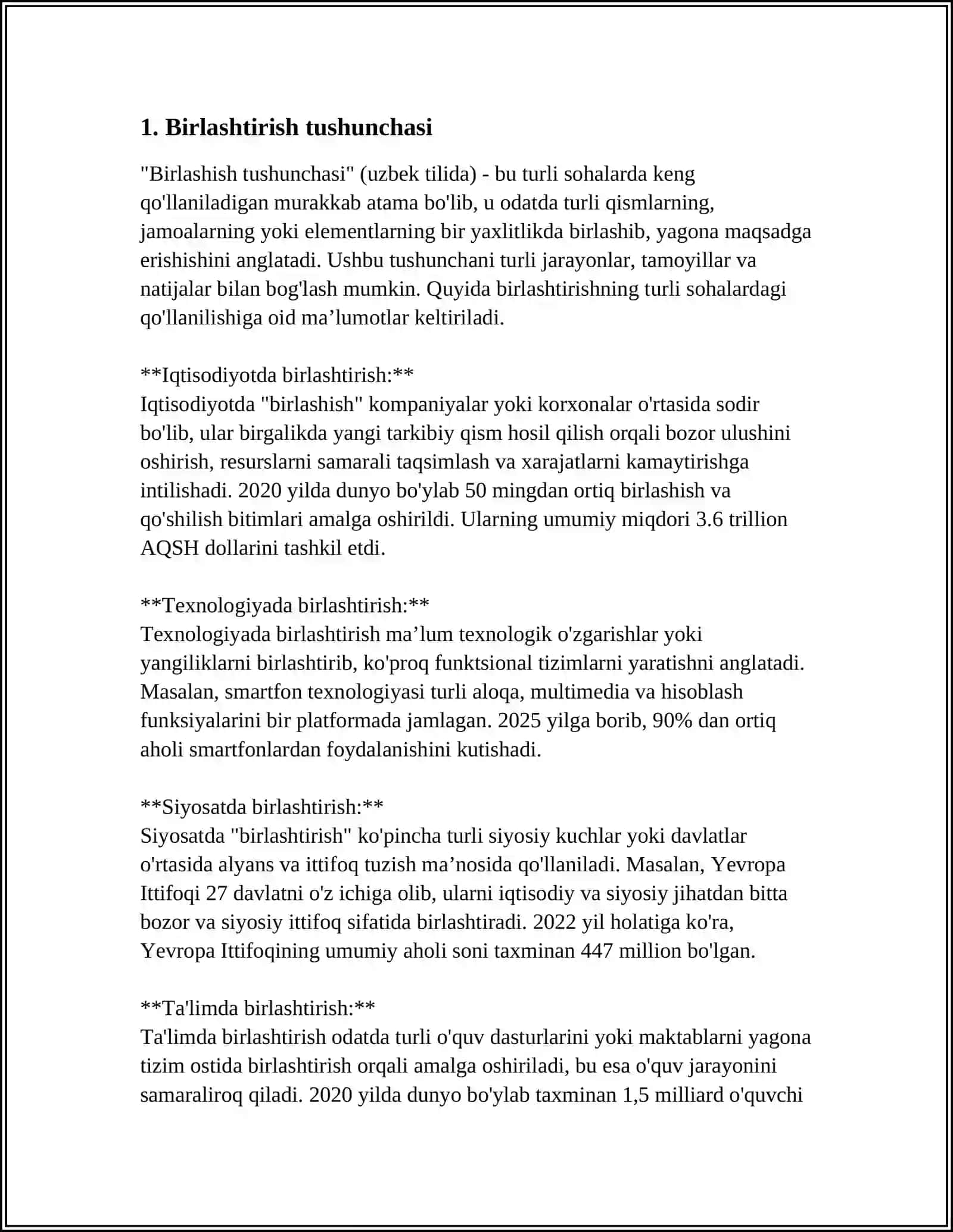 Birlashtirish va pulning qiymatini joriy davrga keltirish mexanizmni tushuntirish 3