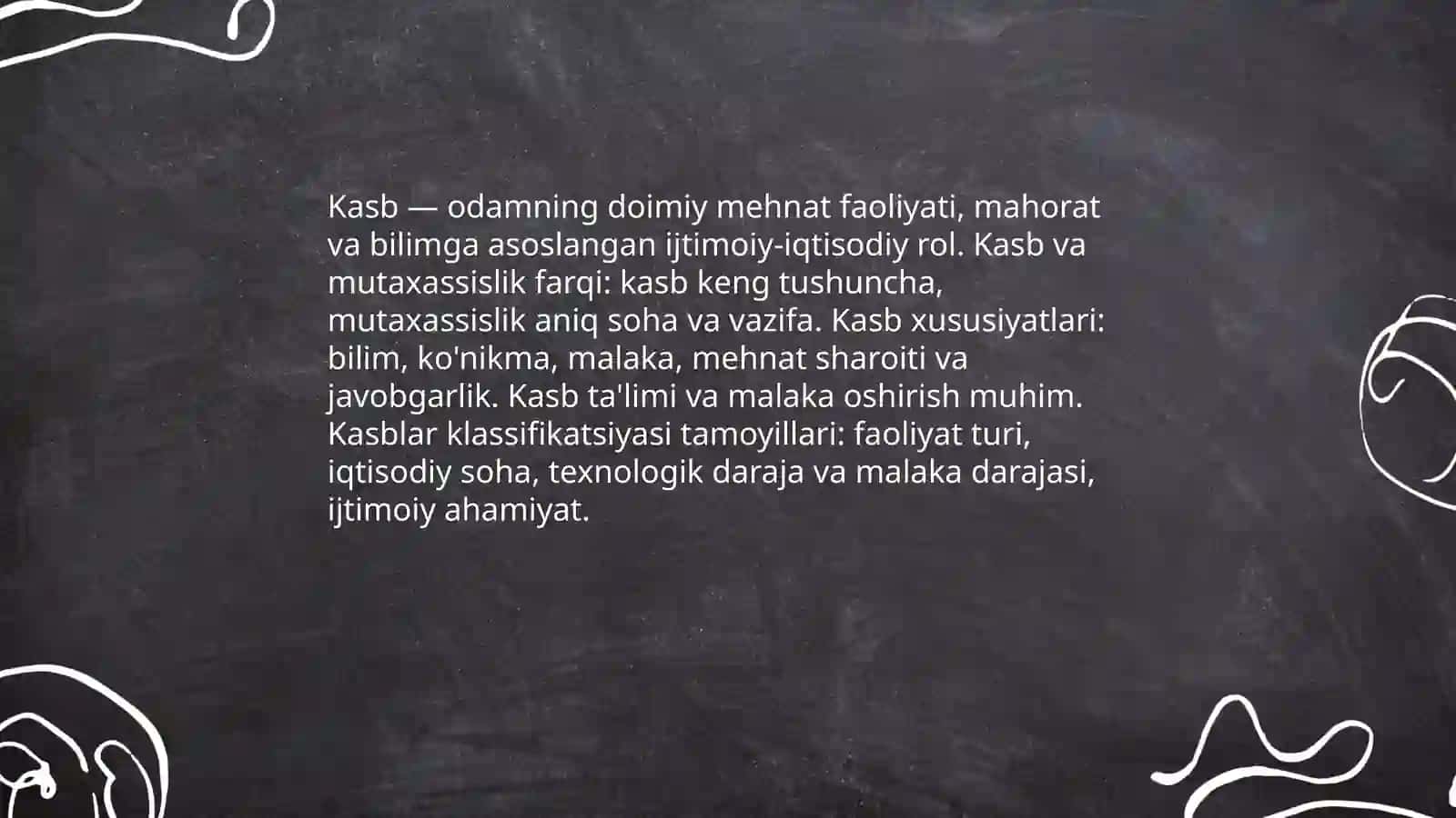 Kasblar va ularning klassifikatsiyasi 3